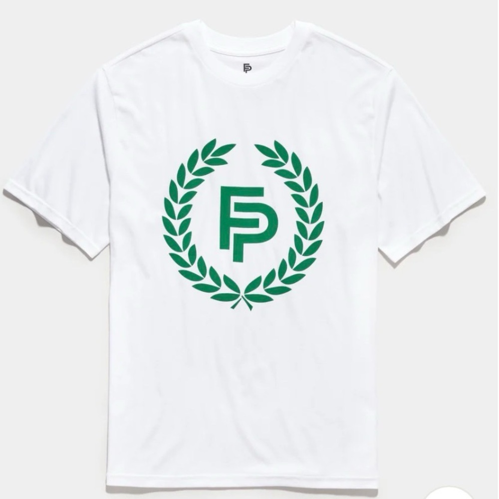 NWT Flint Park Men's Medium Logo T in White Shirt Organic Cotton Blend Tennis